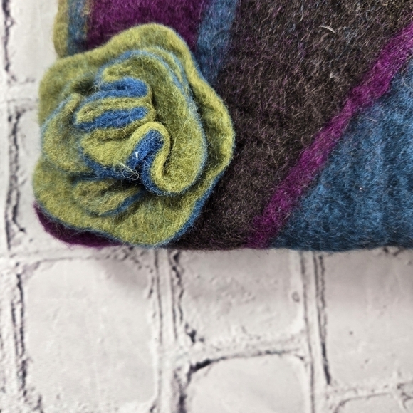 Vtg Rising Tide felted wool hobo hippie boho festival bag purse nepal - Picture 7 of 9